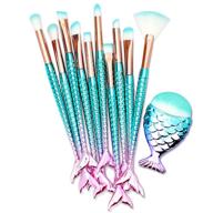 cute 11pcs makeup brushes set with vibrant fish tail handles for women & girls - ideal make up tools for foundation, eyebrows, eyeliner, blush, and concealer logo