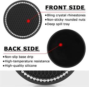 img 2 attached to 🚗 TOOVREN Car Coasters for Cup Holders - Set of 4 Bling Car Accessories, Cup Holder Coasters for Women - 2.75 Inch Black Silicone Coasters for Car Decorations - Interior Car Cup Coasters