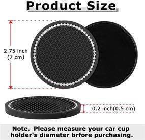 img 3 attached to 🚗 TOOVREN Car Coasters for Cup Holders - Set of 4 Bling Car Accessories, Cup Holder Coasters for Women - 2.75 Inch Black Silicone Coasters for Car Decorations - Interior Car Cup Coasters