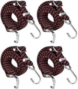 img 4 attached to 🔗 SDTC Tech 40 Inch Adjustable Flat Bungee Cords: Heavy Duty Straps with Hooks, 4-Pack, Ideal for Cargo, Camping, RV, Hand Carts & More