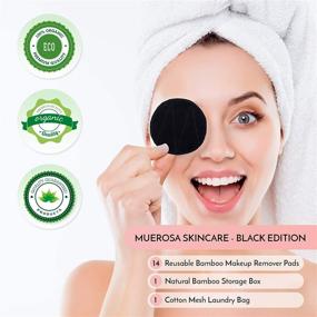 img 3 attached to 🎋 MUEROSA 14 pcs Reusable Bamboo Makeup Remover Pads - Natural Fiber Facial Cleansing Skincare Set with Bamboo Holder & Laundry Bag (Black Edition)