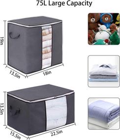 img 3 attached to 📦 Organize, Protect, and Store with Large Storage Bags: 4 Pack Clothes Storage Bins featuring Reinforced Handle, Sturdy Zipper, and Clear Window - Ideal for Blankets, Clothing, Comforters, and Quilts