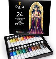 🎨 откройте для себя радость живописи маслом с набором масляных красок от castle art supplies - 24 ярких цвета в тубах - непревзойденная ценность с богатой насыщенностью и полным покрытием. разблокируйте свою креативность с этим простым и веселым набором для масляной живописи. логотип