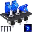 twidec/3 gang rocker toggle switch panel with 12v led light toggle switch 20a heavy duty racing car spst 3pin on/off blue led illuminated switch plate and blue waterproof safety cover asw-07dbubumz-bz logo