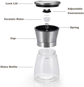 img 3 attached to 🧂 Professional Chef's Ultimate Spice Mill: Mincham Manual Salt or Pepper Grinder with Stainless Steel Cap, Ceramic Blades, Adjustable Coarseness, and 6OZ Refillable Glass Body