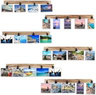 🖼️ aiyome 6 wooden wall hanging photo frames: 27 clips, decorative collage picture frame, no drill needed, adhesive stickers, easy installation, carbonized brown логотип