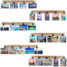 img 4 attached to 🖼️ Aiyome 6 Wooden Wall Hanging Photo Frames: 27 Clips, Decorative Collage Picture Frame, No Drill Needed, Adhesive Stickers, Easy Installation, Carbonized Brown