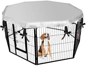 img 4 attached to 🐶 EXPAWLORER Dog Crate Cover - Double Sided, Waterproof, and Windproof Shelter for Outdoor and Indoor Use - Ideal Shade Kennel Cover for 24-Inch Crate with 8 Panels