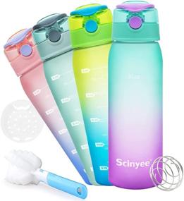 img 4 attached to Scinyee 30oz BPA Free Water Bottle with Time Marker & Shaker Ball - Stay Hydrated for Fitness Enthusiasts