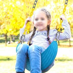 img 1 attached to 🪂 BeneLabel Heavy Duty Swing Seat - 66" Chain, Plastic Coated with Carabiners - Playground Swing Set Replacement, 27.2" Seat Width, 600LB Weight Limit, Blue