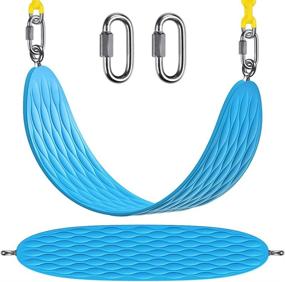 img 4 attached to 🪂 BeneLabel Heavy Duty Swing Seat - 66" Chain, Plastic Coated with Carabiners - Playground Swing Set Replacement, 27.2" Seat Width, 600LB Weight Limit, Blue