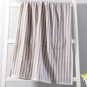 img 1 attached to Premium Lou Harbor Stripe Cotton Towel Set - Textured Bath Towels, Highly Absorbent, Quick-Dry, Decorative 🛀 Jacquard Woven Pattern - Includes 2 Bath Towels, 2 Hand Towels, 2 Washcloths (6 Piece Set in Taupe/Grey)