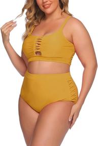 img 2 attached to 👙 IN'VOLAND Plus Size High Waisted Two Piece Swimsuit: Sexy Hollow Out Bikini Swimwear for Women