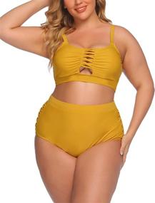 img 1 attached to 👙 IN'VOLAND Plus Size High Waisted Two Piece Swimsuit: Sexy Hollow Out Bikini Swimwear for Women