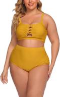 👙 in'voland plus size high waisted two piece swimsuit: sexy hollow out bikini swimwear for women logo