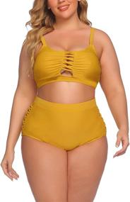 img 3 attached to 👙 IN'VOLAND Plus Size High Waisted Two Piece Swimsuit: Sexy Hollow Out Bikini Swimwear for Women