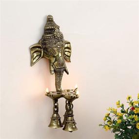 img 1 attached to 🪔 Aakrati Настенная вешалка с тремя лампами Дия и маленькими колокольчиками: Просветите свое пространство изысканной элегантностью