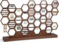 🐝 honeycomb earring stand wood earring holder organizer beehive jewelry display stand for stud earrings (walnut wood color) by heesch logo