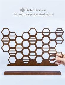 img 3 attached to 🐝 Honeycomb Earring Stand Wood Earring Holder Organizer Beehive Jewelry Display Stand for Stud Earrings (Walnut Wood Color) by Heesch