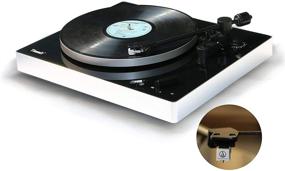 img 3 attached to 🎵 Timmit Turntable Vinyl Record Player with Bluetooth Transmitter, USB to PC Recording, Anti-Skate, Belt Transmission, 2 Speed, Fabric Dust Cover, Aluminum Alloy Platter - AT3600L (Black)
