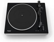🎵 timmit turntable vinyl record player with bluetooth transmitter, usb to pc recording, anti-skate, belt transmission, 2 speed, fabric dust cover, aluminum alloy platter - at3600l (black) logo