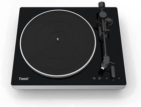 img 4 attached to 🎵 Timmit Turntable Vinyl Record Player with Bluetooth Transmitter, USB to PC Recording, Anti-Skate, Belt Transmission, 2 Speed, Fabric Dust Cover, Aluminum Alloy Platter - AT3600L (Black)