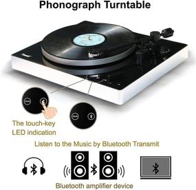 img 2 attached to 🎵 Timmit Turntable Vinyl Record Player with Bluetooth Transmitter, USB to PC Recording, Anti-Skate, Belt Transmission, 2 Speed, Fabric Dust Cover, Aluminum Alloy Platter - AT3600L (Black)