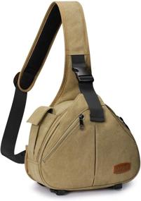 img 4 attached to 📸 Стильная и надежная: сумка-линза S-ZONE Canvas для камеры DSLR, рюкзак с противоугонной защитой и держателем для штатива для максимального удобства