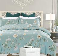 nanko bedding queen duvet cover set - 800-thread floral microfiber down comforter quilt cover with zipper & tie - ideal for women & men's bedroom, luxury guestroom decor - teal logo