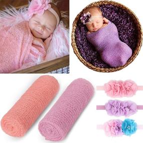 img 4 attached to 👶 Kids' Home Store: Stretch Blanket and Headbands for Newborn Photography
