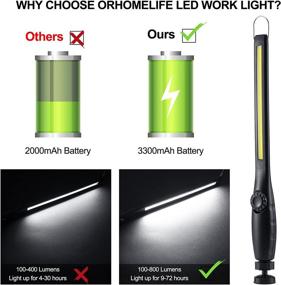 img 1 attached to 🔦 ORHOMELIFE Rechargeable LED Work Light - 750 Lumens, Power Capacity Indicator, Magnetic Base, 360° Swivel - Perfect for Car Repair, Home, Outdoor Camping Emergency - 2800mAh (2 PACK)