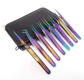 img 4 attached to Stainless Rainbow Eyelash ExtensionTweezers A2Z