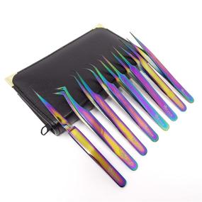 img 1 attached to Stainless Rainbow Eyelash ExtensionTweezers A2Z