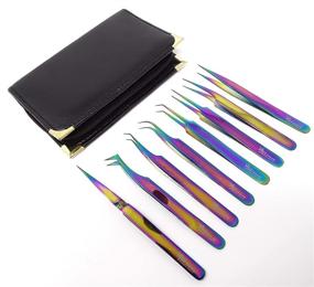 img 2 attached to Stainless Rainbow Eyelash ExtensionTweezers A2Z