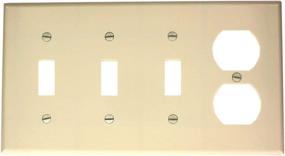 img 1 attached to 🔳 Leviton P38-T 4-Gang Combination Wallplate: 3-Toggle & 1-Duplex, Standard Size - Light Almond