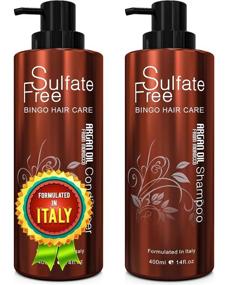 img 4 attached to 🔥 Moroccan Argan Oil Sulfate Free Shampoo and Conditioner Set: Perfect for Damaged, Dry, Curly or Frizzy Hair. Thicken Fine/Thin Hair, Safe for Color-Treated, Keratin Treated Hair