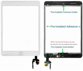 img 2 attached to 📱 Замена экрана iPad Mini 3 A1599 A1600 – комплект для замены стекла и сенсора (дигитайзера) с кнопкой "Домой" и инструментами (белый)