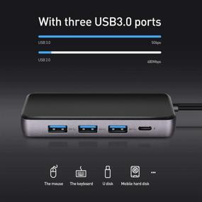 img 4 attached to DDIDA USB C Hub: Portable 5-in-1 Adapter for MacBook Pro, Samsung Galaxy, Matebook X Pro, Dell XPS, HP Spectre, Lenovo Yoga | USB C to HDMI, 3 USB 3.0, USB C PD Charging