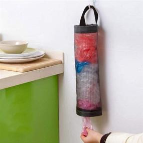 img 3 attached to 🗑️ 2-Pack Mesh Garbage Bag Dispensers and Hanging Organizers - Folding Plastic Bag Holders for Trash Bags, Recycling Containers, Waste Bag Storage in Kitchen