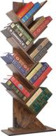 📚 8-tier heavy base anti-fall tree bookshelf: modern wooden storage rack for cds, magazines, and books - rustic brown логотип