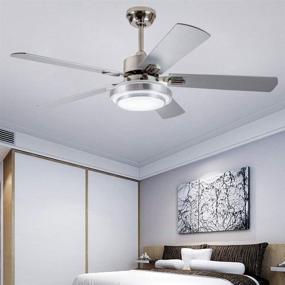 img 4 attached to Andersonlight 42-Inch Contemporary LED Ceiling Fan with 5 Silver Wood Blades, Remote Control, 3-Light Changes - Indoor Mute Energy Saving Fan Chandelier for Home Decoration