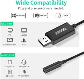 img 3 attached to 🎧 ENVEL USB to Audio Jack Adapter with Built-in Chip, External Sound Card and Mic Support - 3.5mm Aux Stereo Converter Compatible with Headset, PC, Laptop, Linux, Desktops, PS4, PS5 (20cm, Black)