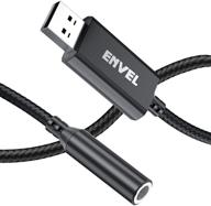🎧 envel usb to audio jack adapter with built-in chip, external sound card and mic support - 3.5mm aux stereo converter compatible with headset, pc, laptop, linux, desktops, ps4, ps5 (20cm, black) logo