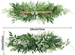 img 3 attached to 🌿 Artlines 28-inch Greenery Swag Artificial Front Door Wreath Hanging Eucalyptus Leaves Garland - Home Indoor Outdoor Window Wall Wedding Party Decoration (Swag, 28'' Willow/Eucalyptus Leaf)