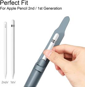 img 3 attached to Fintie Elastic Vegan Leather Sleeve Pouch with USB Adapter Pocket for Apple Pencil (1st and 2nd Gen), Cloudy Blue - Compatible with iPad Case - Premium Quality