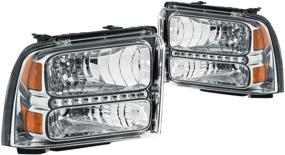 img 4 attached to 🔦 Chrome Amber LED Headlights: DNA Motoring HL-OH-FSD05-LED-CH-AM Replacement for 05-07 F250 F350 F450 F550 SD