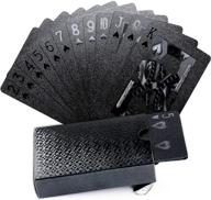 🃏 joyoldelf black foil poker playing cards - waterproof deck of cards with gift box - perfect for parties and games логотип