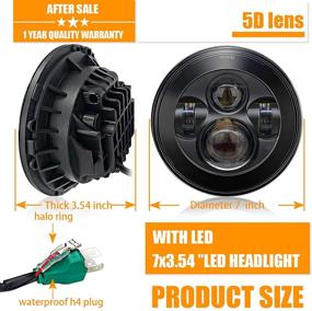 img 1 attached to 🔦 Фары Galvor диаметром 7 дюймов с светодиодами для Jeep Wrangler 1997-2017 JK JKU TJ LJ Rubicon Sahara Willys, светодиодная замена ламп габаритного света/дальнего света, пара черных круглых фар Cree LED