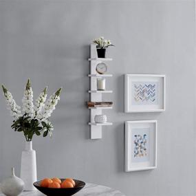 img 2 attached to 📚 Danya B 5 Tier Wall Shelf Unit: Narrow Smooth White Laminate Finish for Stylish Vertical Column Storage - Ideal Organizer for Home Decor, Bedroom, or Living Room - Sleek Tall Tower Design with Utility Shelving (White)