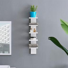 img 3 attached to 📚 Danya B 5 Tier Wall Shelf Unit: Narrow Smooth White Laminate Finish for Stylish Vertical Column Storage - Ideal Organizer for Home Decor, Bedroom, or Living Room - Sleek Tall Tower Design with Utility Shelving (White)